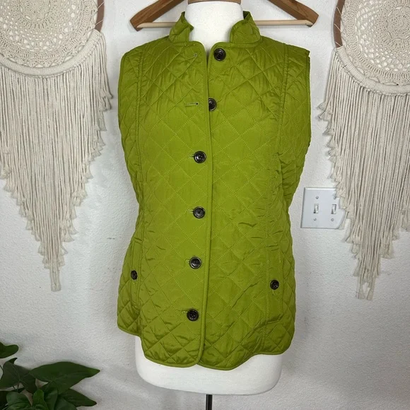 J Jill green quilted detail vest petite medium - Picture 1 of 5